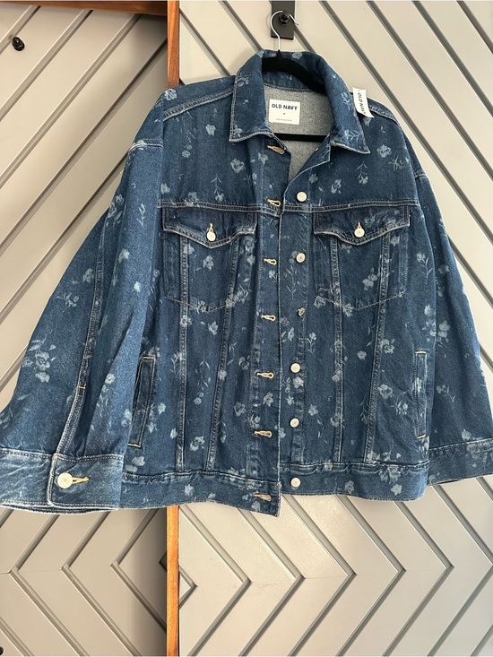 Old Navy Jackets & Blazers - Old Navy Dark Blue Floral Jean Jacket - Women's